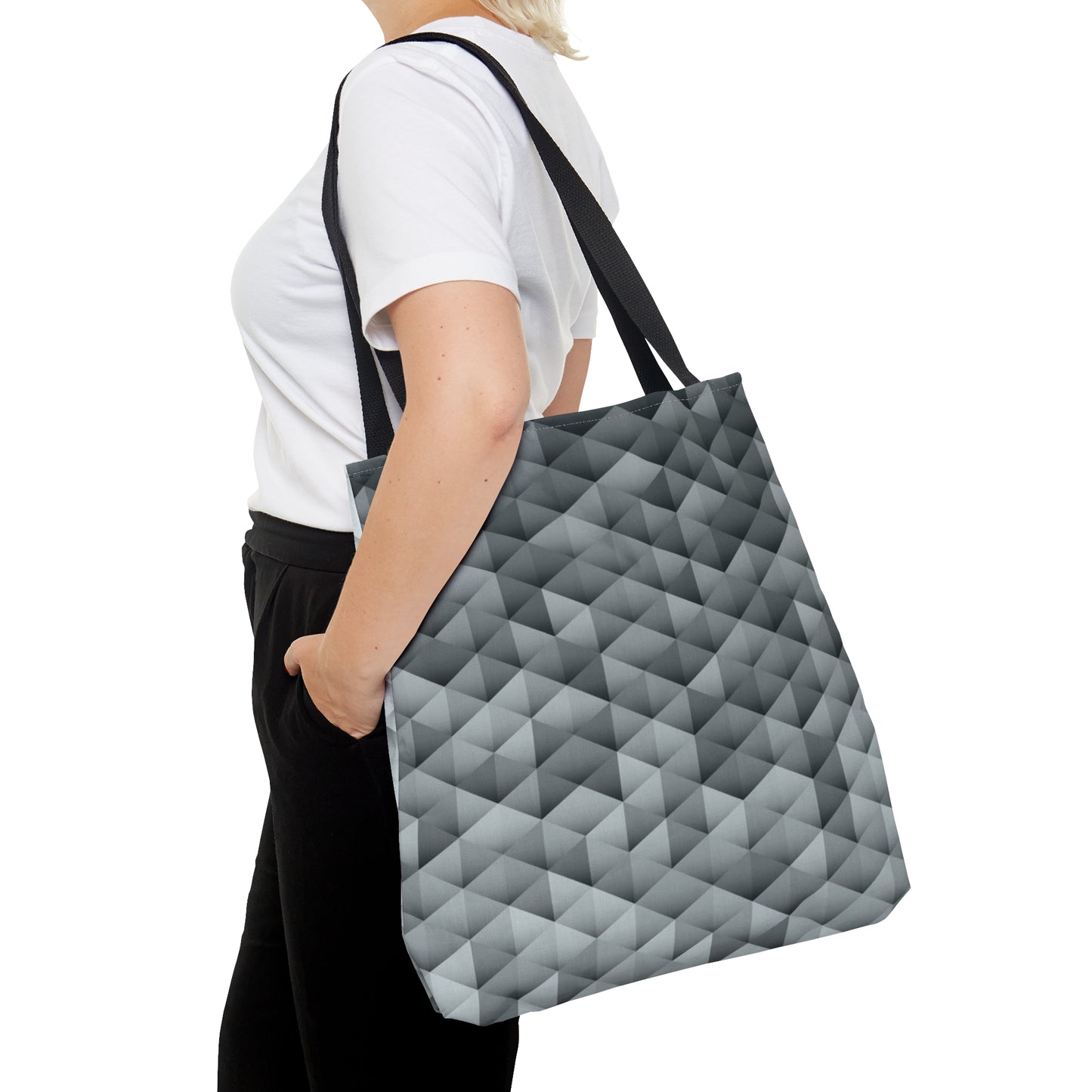 Grey Tote Bag (Geometric Patterns)