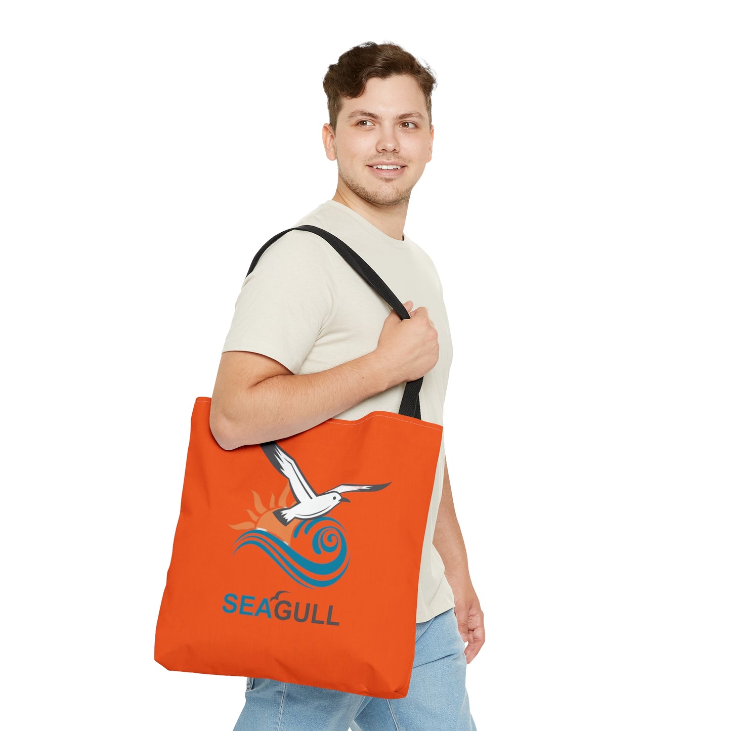 Orange Seagull Tote Bag