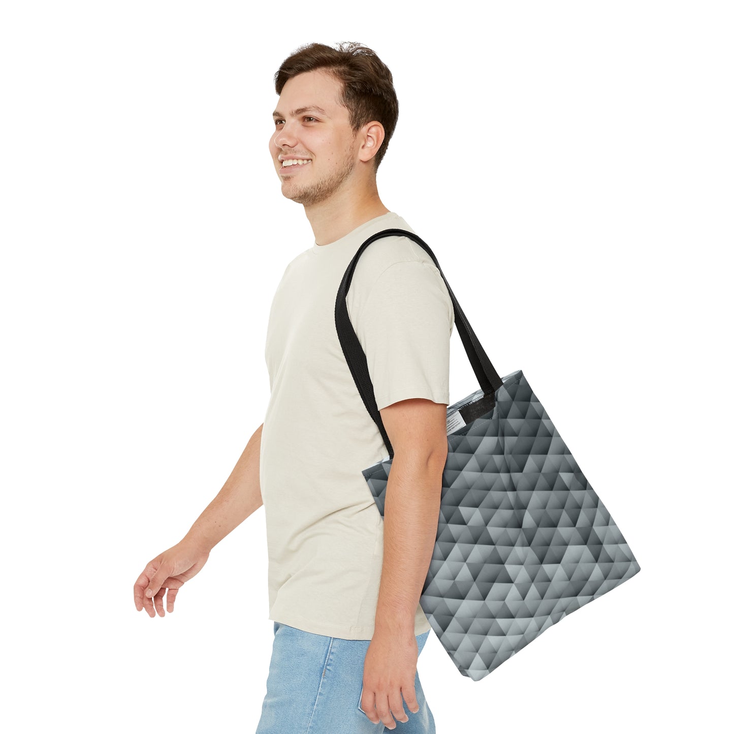 Grey Tote Bag (Geometric Patterns)