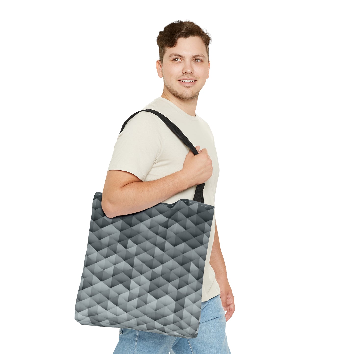 Grey Tote Bag (Geometric Patterns)